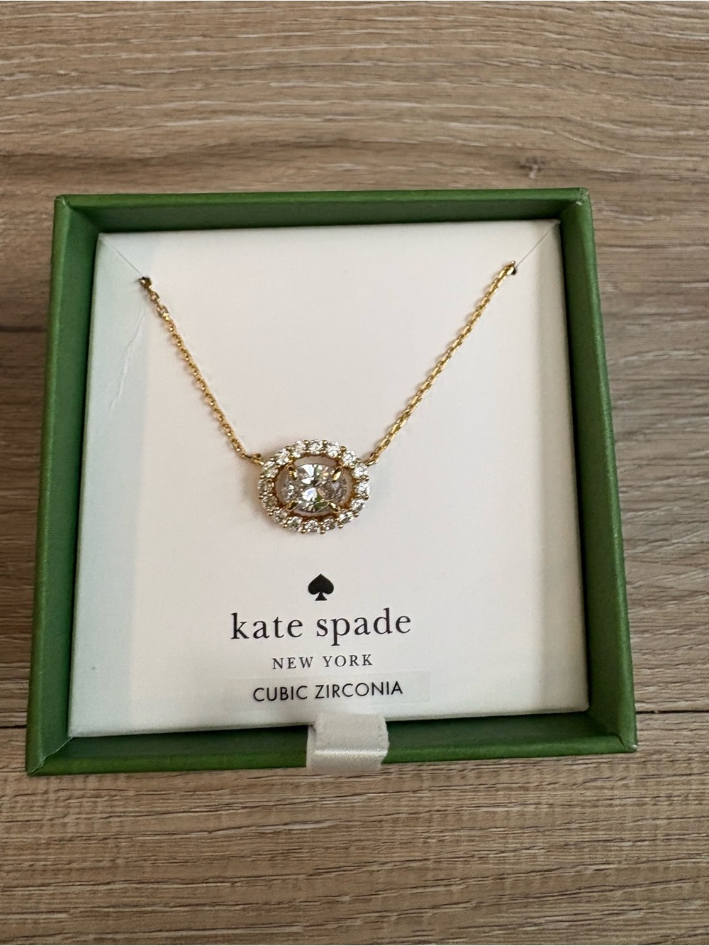 kate spade Gold Halo Pendant Necklace with Clear Stones